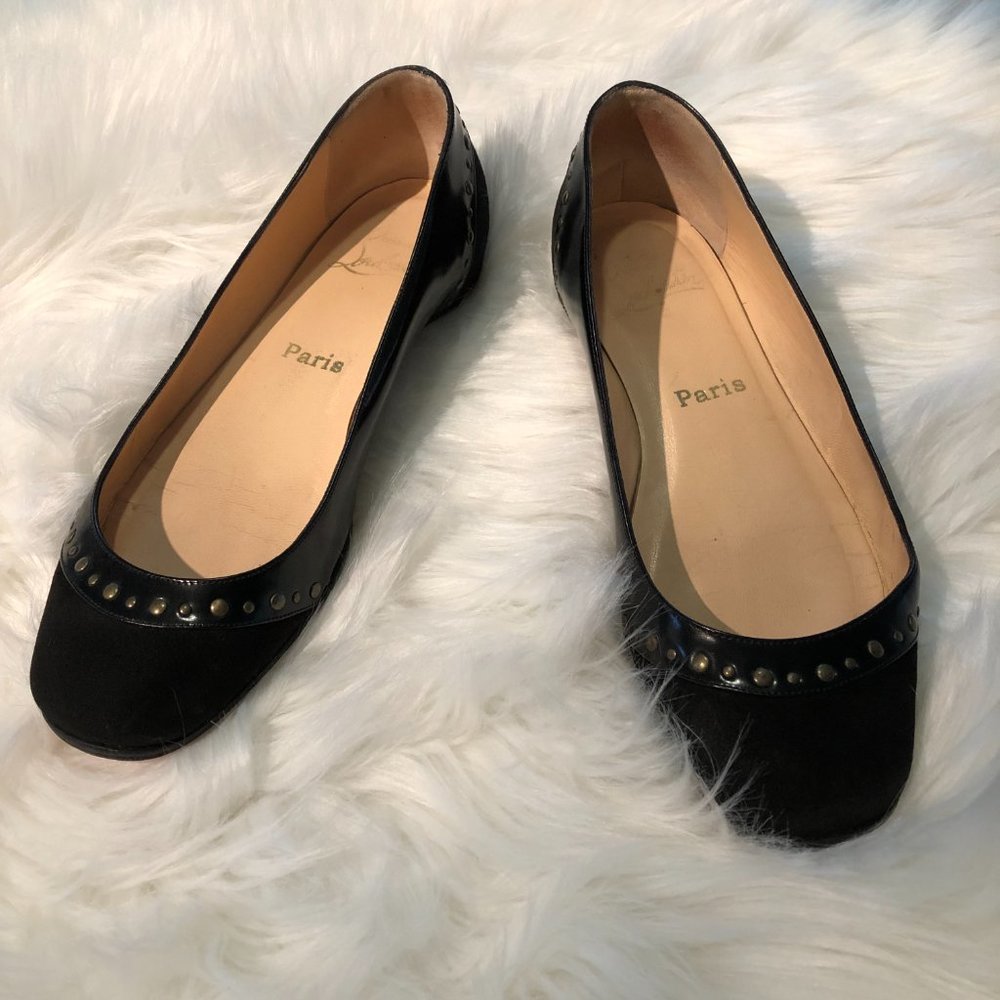 Christian Louboutin Black Flats with Gold Accents